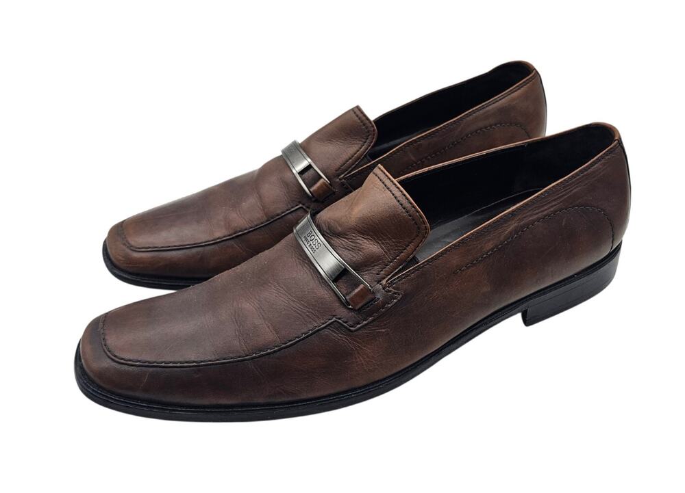 Hugo Boss Horsebit Loafers Vera Cuoio Leather Dress Shoes Mens Sz 12 Brown